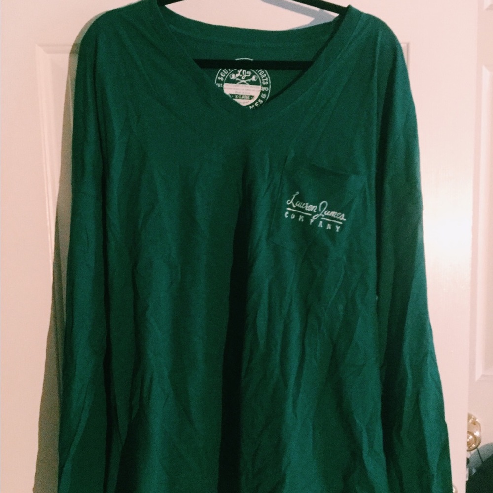 GREEN V-NECK JERSEY TEE
